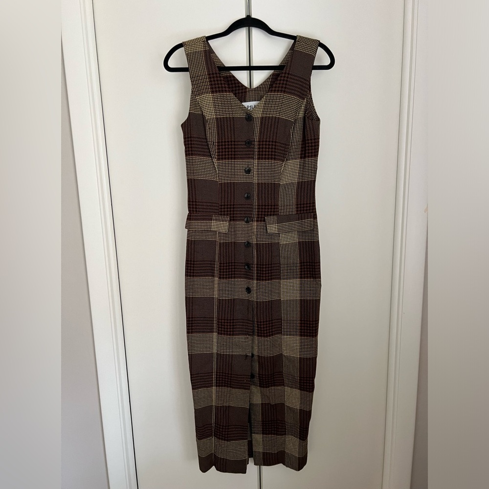 Vintage PJLA Plaid Mixed Brown Dresss